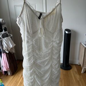 H&M Ivory Lace Slip Dress with Front Tie